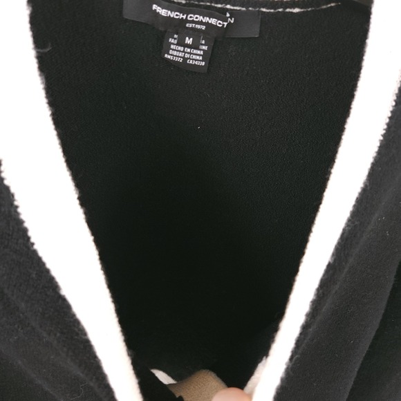 French Connection Vhari Contrast Trim Black Cream Cardigan Sweater Womens M - Picture 7 of 11